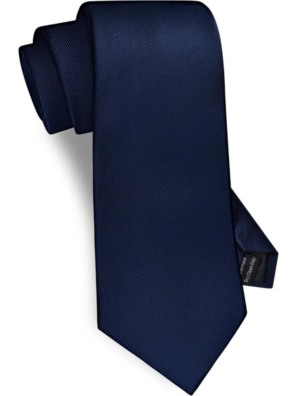 Men's Navy Blue Solid Twill Textured Woven Silk Formal Necktie For Wedding Dress